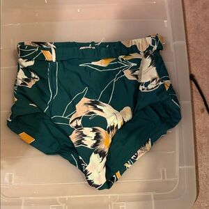 Tropical Floral High-Waisted Bikini Bottom